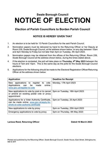 Notice of Election - NOTICE OF ELECTION